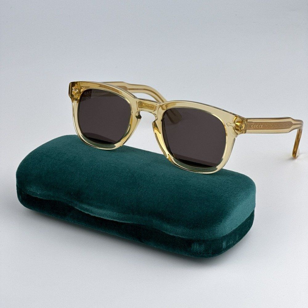 NEW Gucci GG0182S 006 Transparent Brown Square Unisex Sunglasses GG 0182S